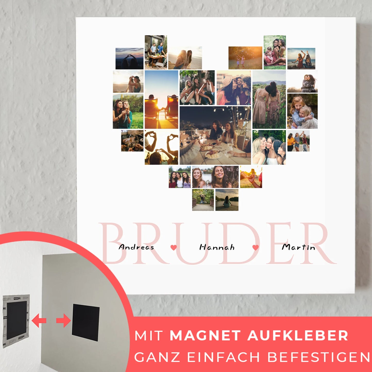 Fotocollage Personalisiert Magnetisches Wandbild Bruder mit Namen