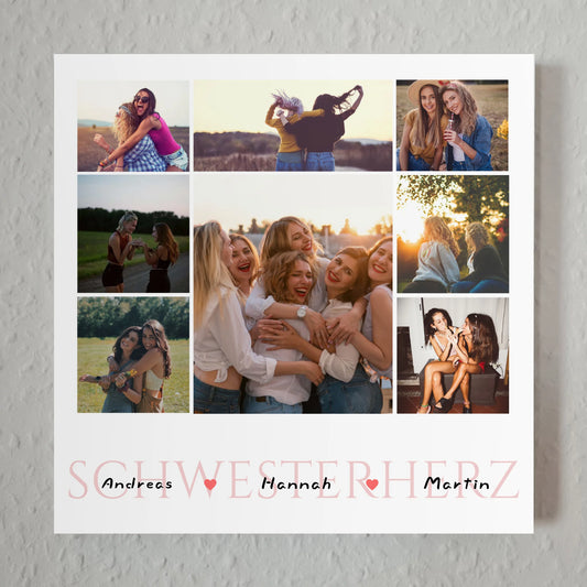 Magnetisches Fotoboard Schwester Zum Geburtstag 8 Fotos & Namen