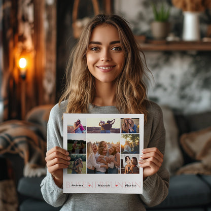 Foto auf Hartschaumplatte für Beste Freundin mit 8 Fotos & Namen