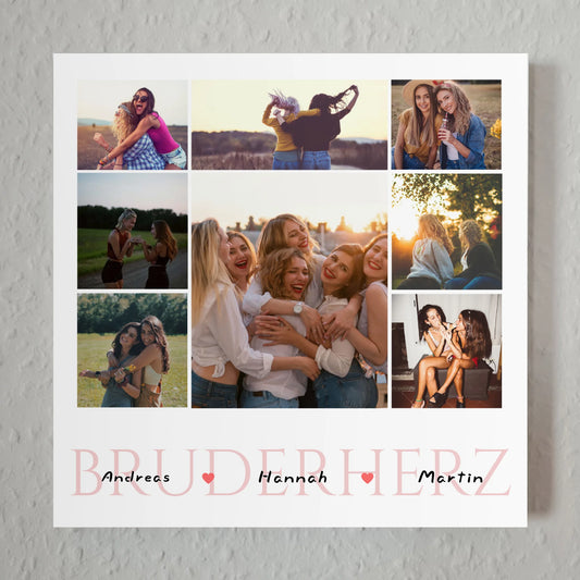 Personalisiertes Fotoboard Bruder Fotocollage 8 Fotos & Namen