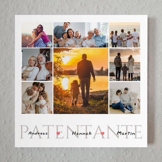 Fotoboard Personalisiert Patentante Fotocollage 8 Fotos & Namen