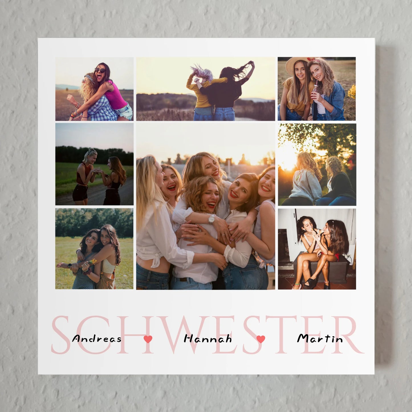 Magnetisches Wandbild für Schwester Zum Geburtstag 8 Fotos & Namen