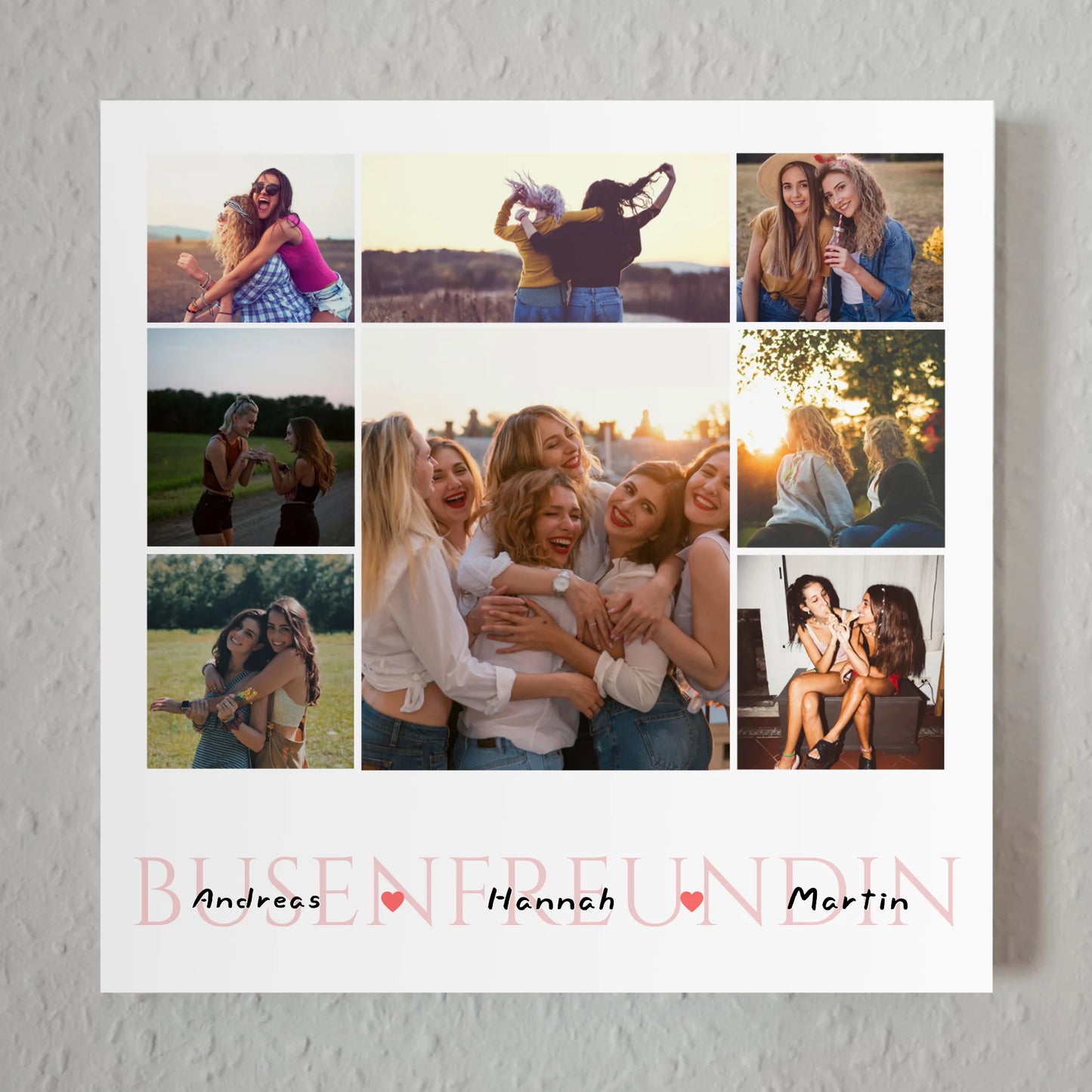 Foto auf Hartschaumplatte für Beste Freundin mit 8 Fotos & Namen