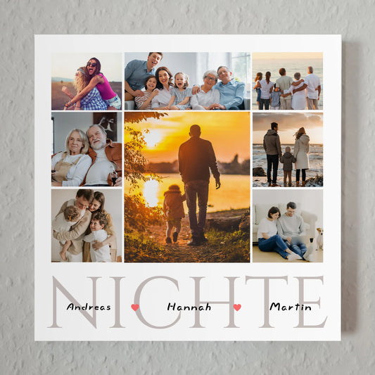 Fotoboard für Nichte Fotocollage 8 Fotos & Namen