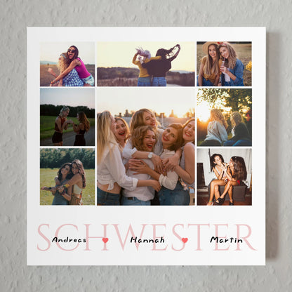 Magnetisches Wandbild für Schwester Zum Geburtstag 8 Fotos & Namen