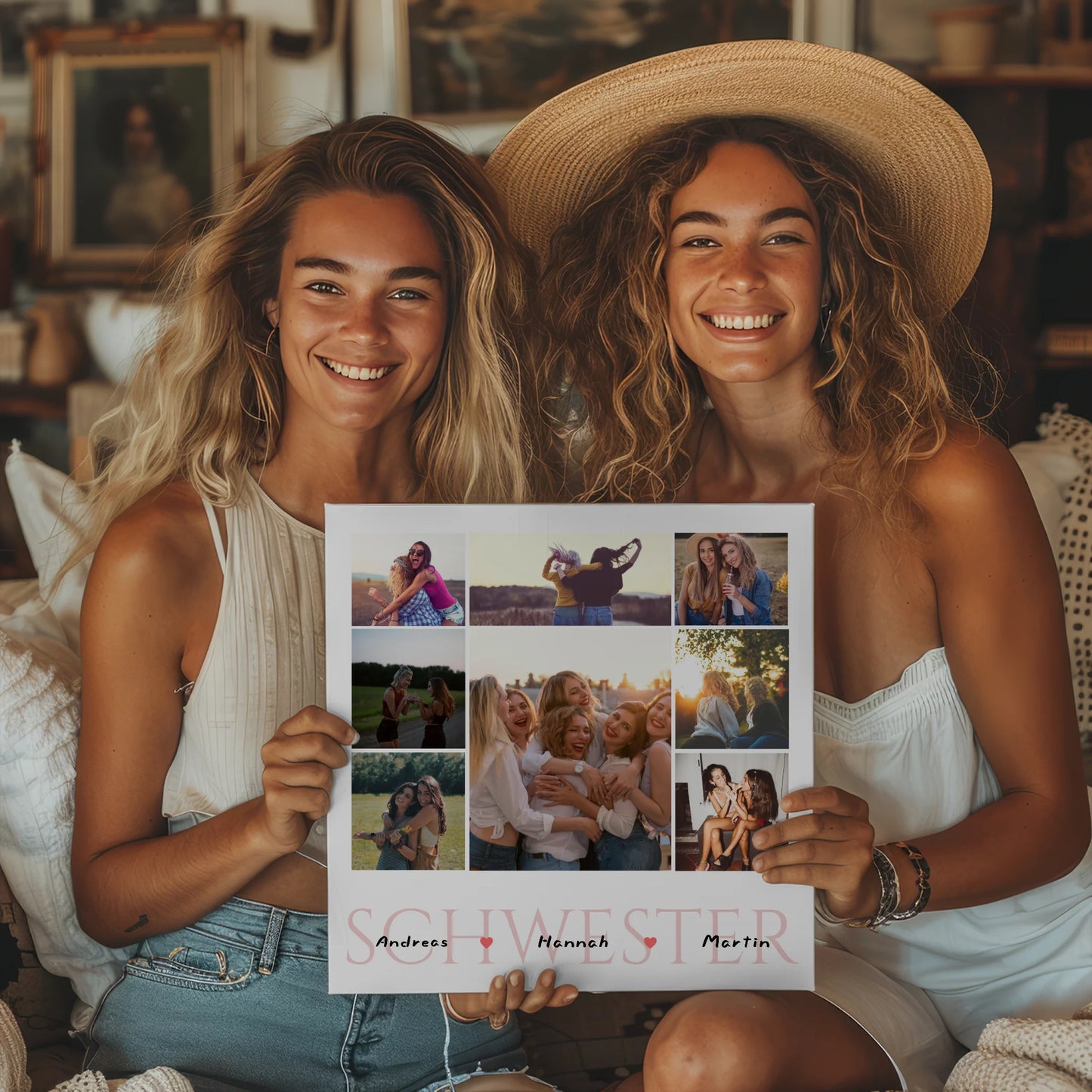 Magnetisches Wandbild für Schwester Zum Geburtstag 8 Fotos & Namen