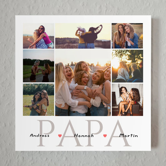 Magnet Fotoboard für zum Vatertag Fotocollage 8 Fotos & Namen