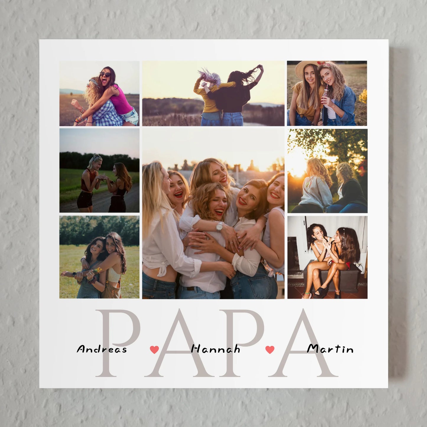 Magnet Fotoboard für zum Vatertag Fotocollage 8 Fotos & Namen