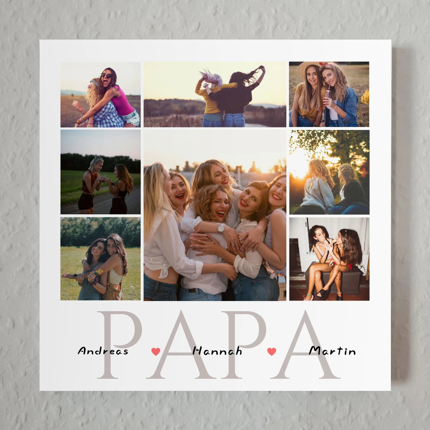 Magnet Fotoboard für zum Vatertag Fotocollage 8 Fotos & Namen