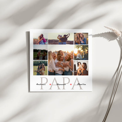 Magnet Fotoboard für zum Vatertag Fotocollage 8 Fotos & Namen
