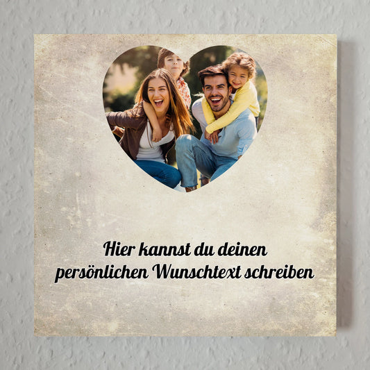 Personalisiertes Fotoboard Familie Mit Foto und Wunschtext