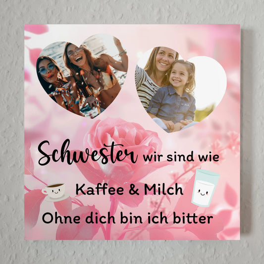 Fotoboard magnetisch Schwester Zum Geburtstag mit 2 Fotos