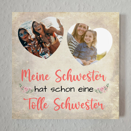 Fotoboard Schwester Zum Geburtstag mit 2 Fotos und Wunschtext