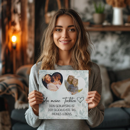 Magnetisches Fotoboard Mama für Muttertag mit 2 Fotos und Wunschtext