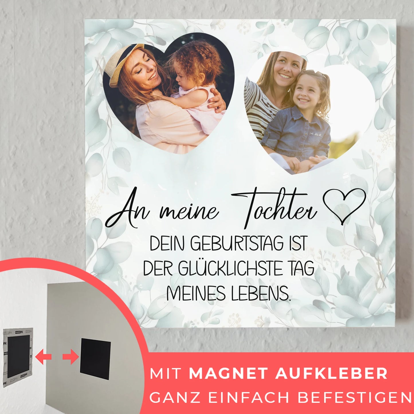 Magnetisches Fotoboard Mama für Muttertag mit 2 Fotos und Wunschtext
