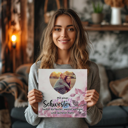 Magnet Fotoboard Schwester Zum Geburtstag für Herz Foto