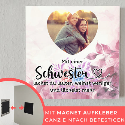 Magnet Fotoboard Schwester Zum Geburtstag für Herz Foto