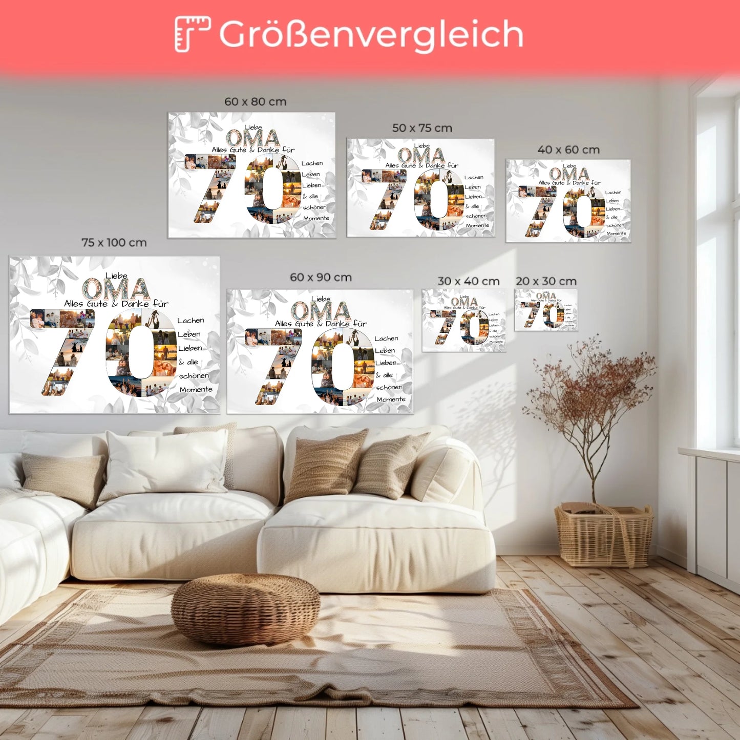 Leinwand Geschenk zum 70 Geburtstag für Oma mit Fotos