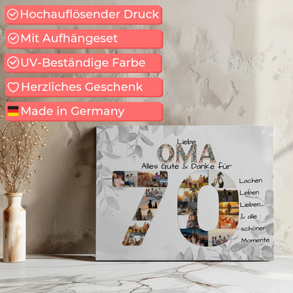 Leinwand Geschenk zum 70 Geburtstag für Oma mit Fotos