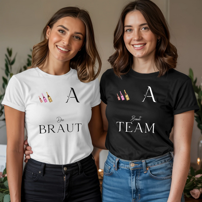 x.01.Schwarzes + Weißes T-Shirt Mockup 2 Frauen JGA