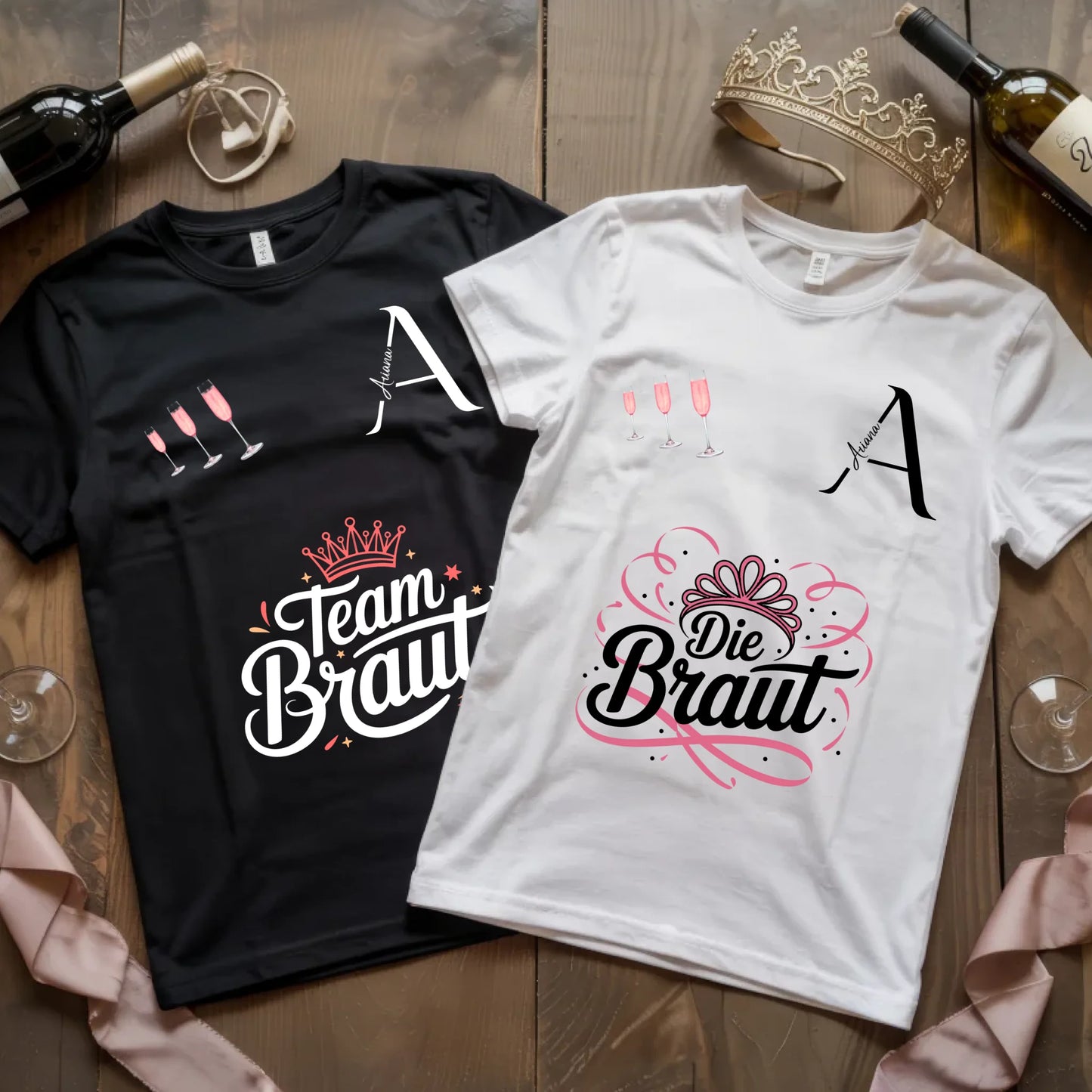 X.02.Schwarzes + Weißes T Shirt JGA Basic