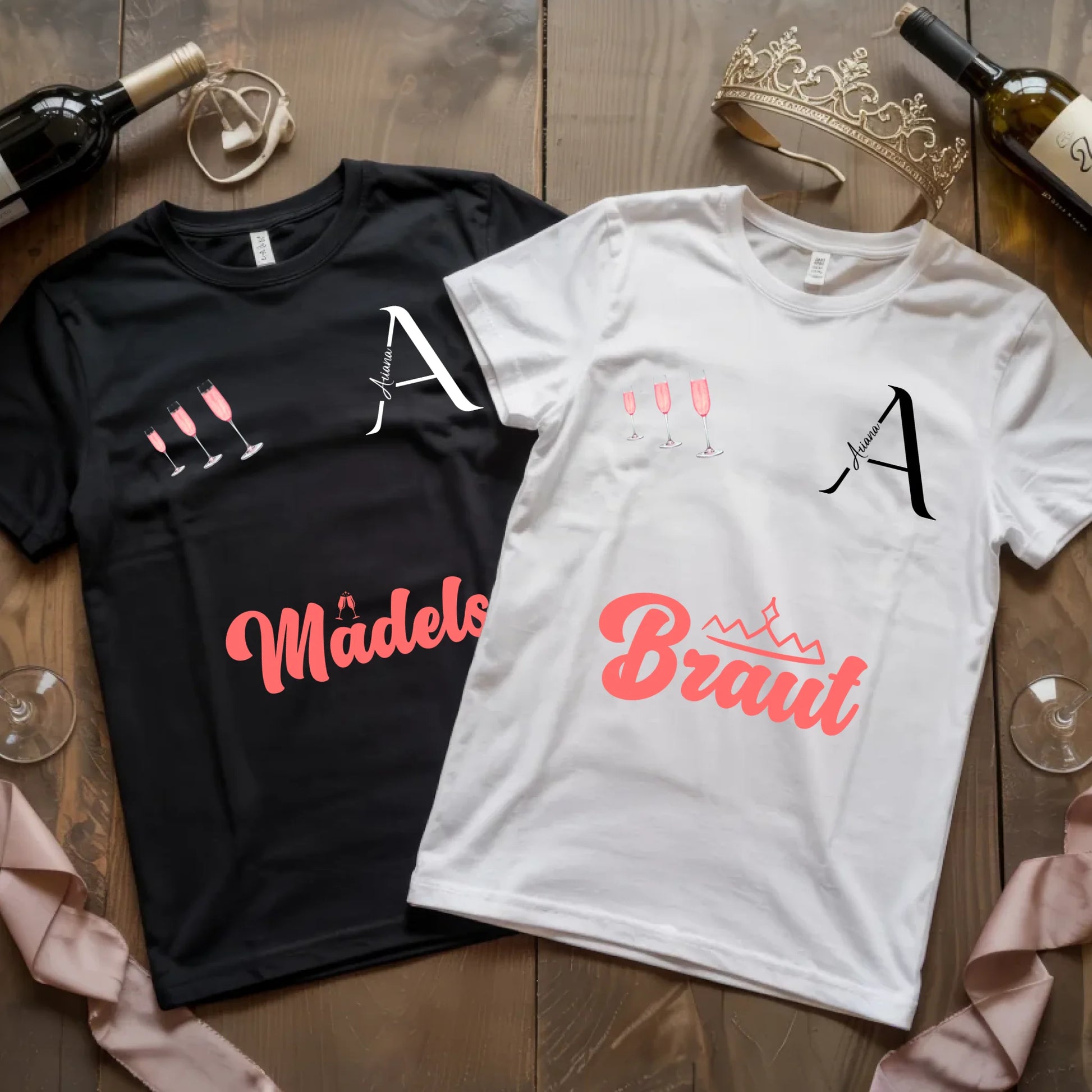 X.02.Schwarzes + Weißes T Shirt JGA Basic