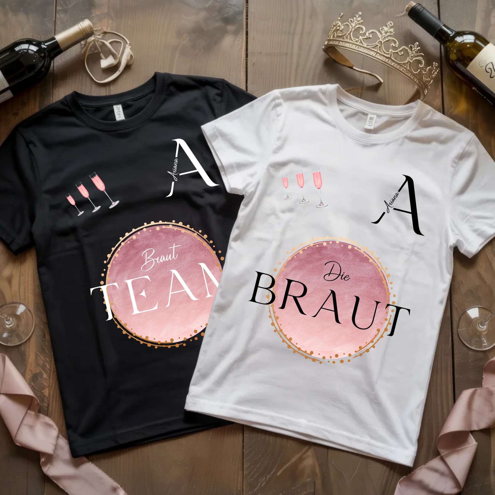 X.02.Schwarzes + Weißes T Shirt JGA Basic