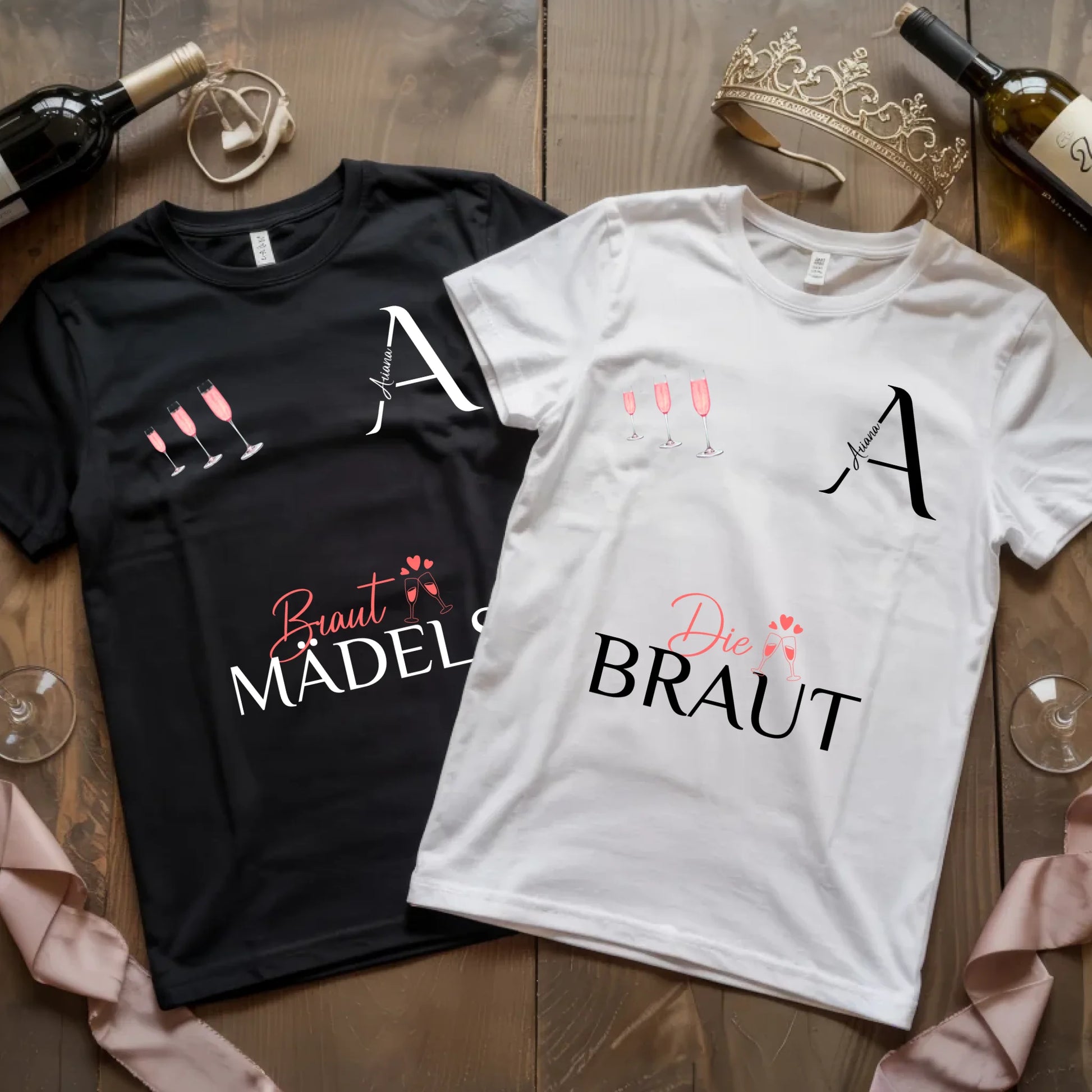 X.02.Schwarzes + Weißes T Shirt JGA Basic