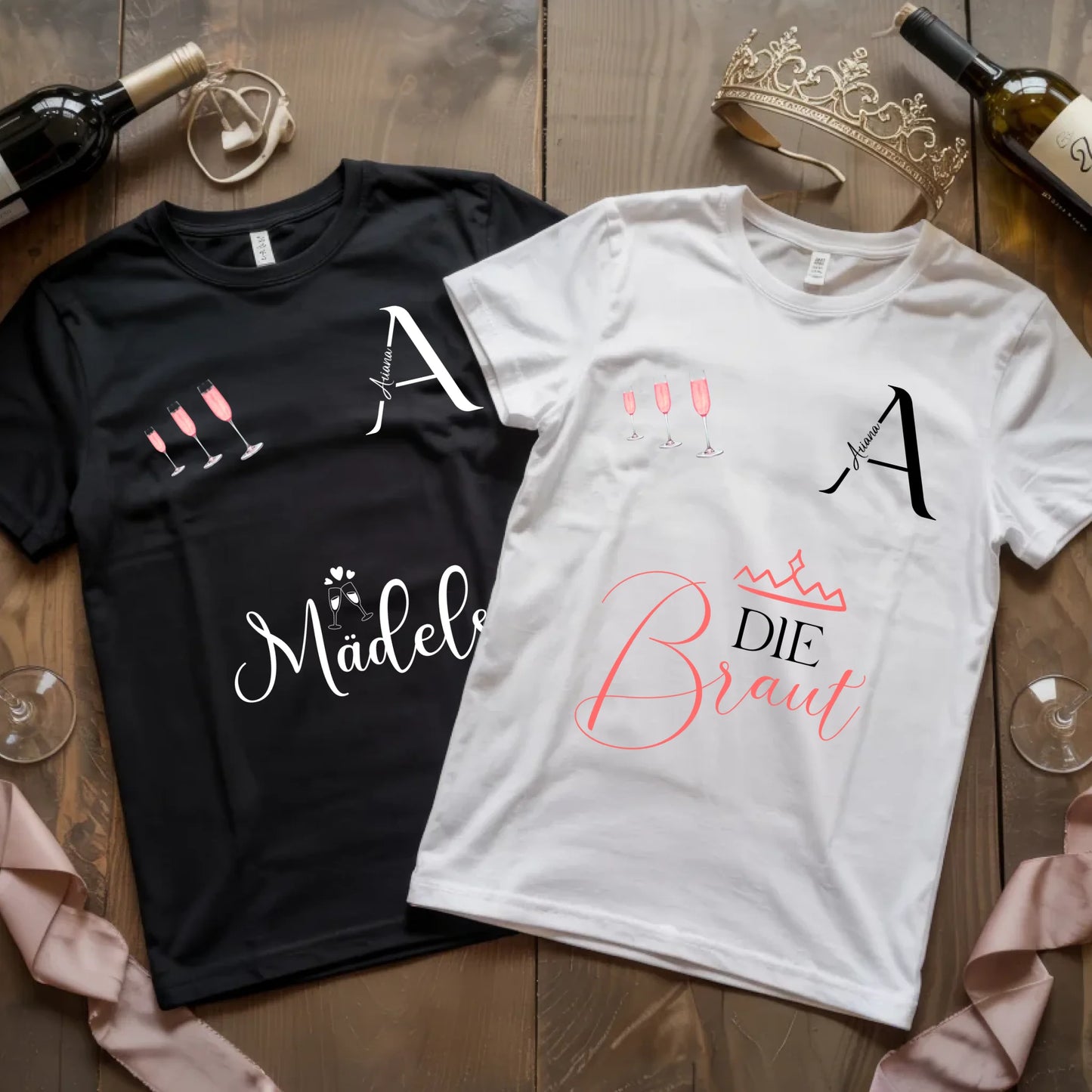 X.02.Schwarzes + Weißes T Shirt JGA Basic