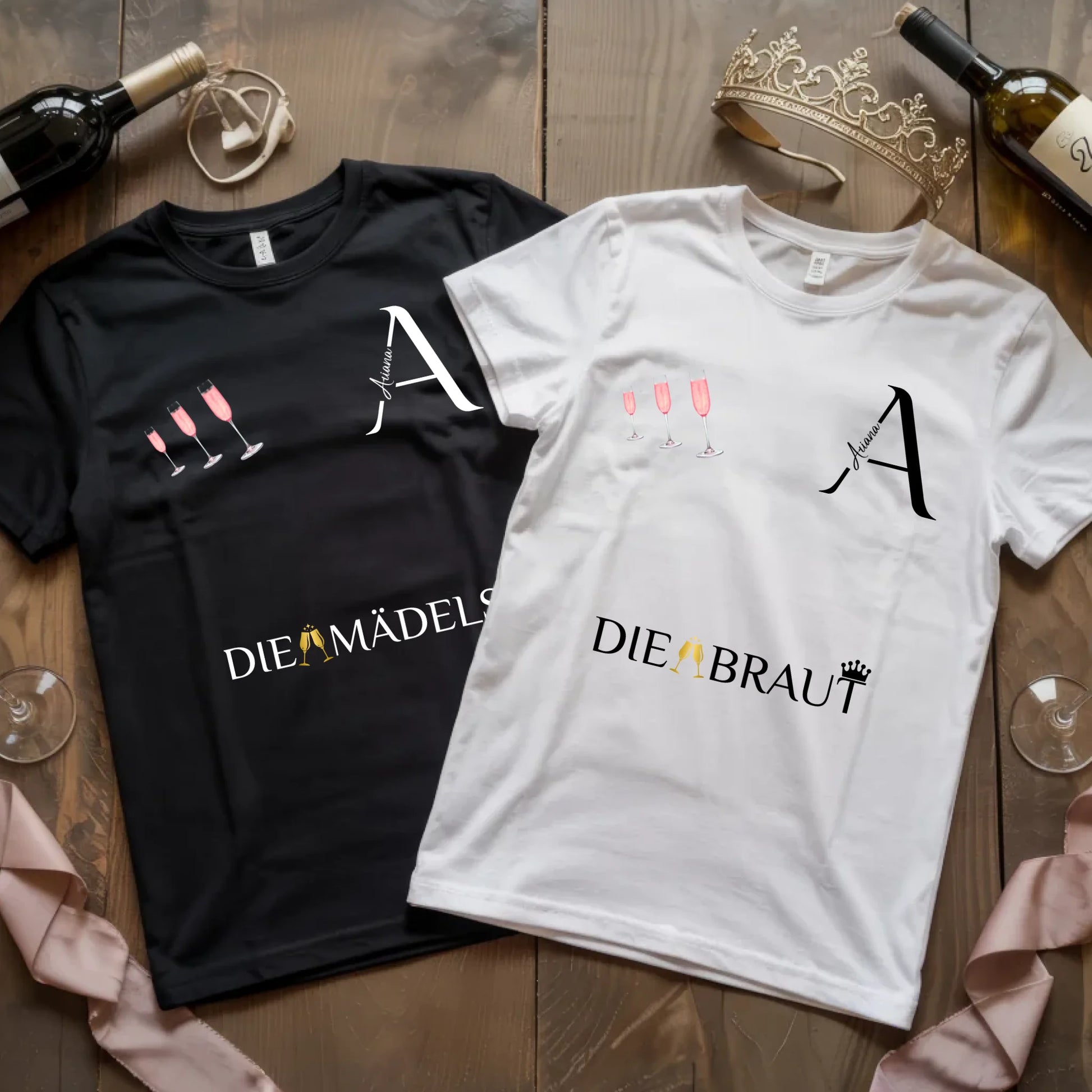 X.02.Schwarzes + Weißes T Shirt JGA Basic