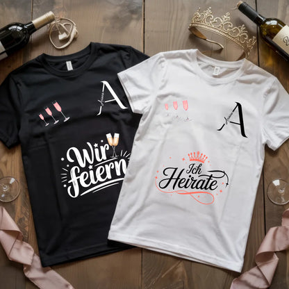 X.02.Schwarzes + Weißes T Shirt JGA Basic