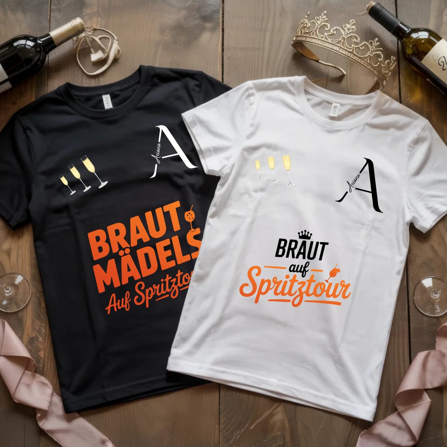 X.02.Schwarzes + Weißes T Shirt JGA Basic