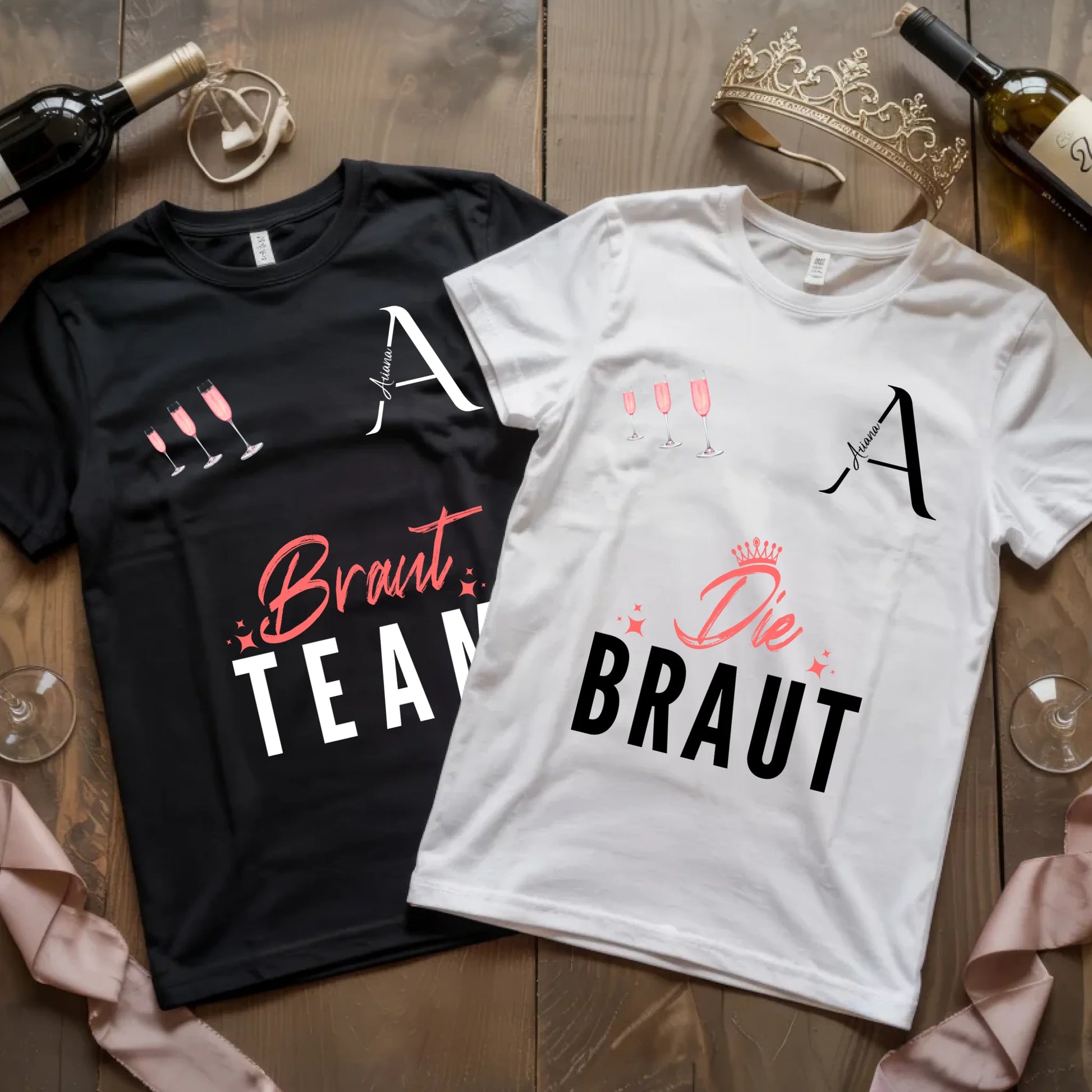 X.02.Schwarzes + Weißes T Shirt JGA Basic