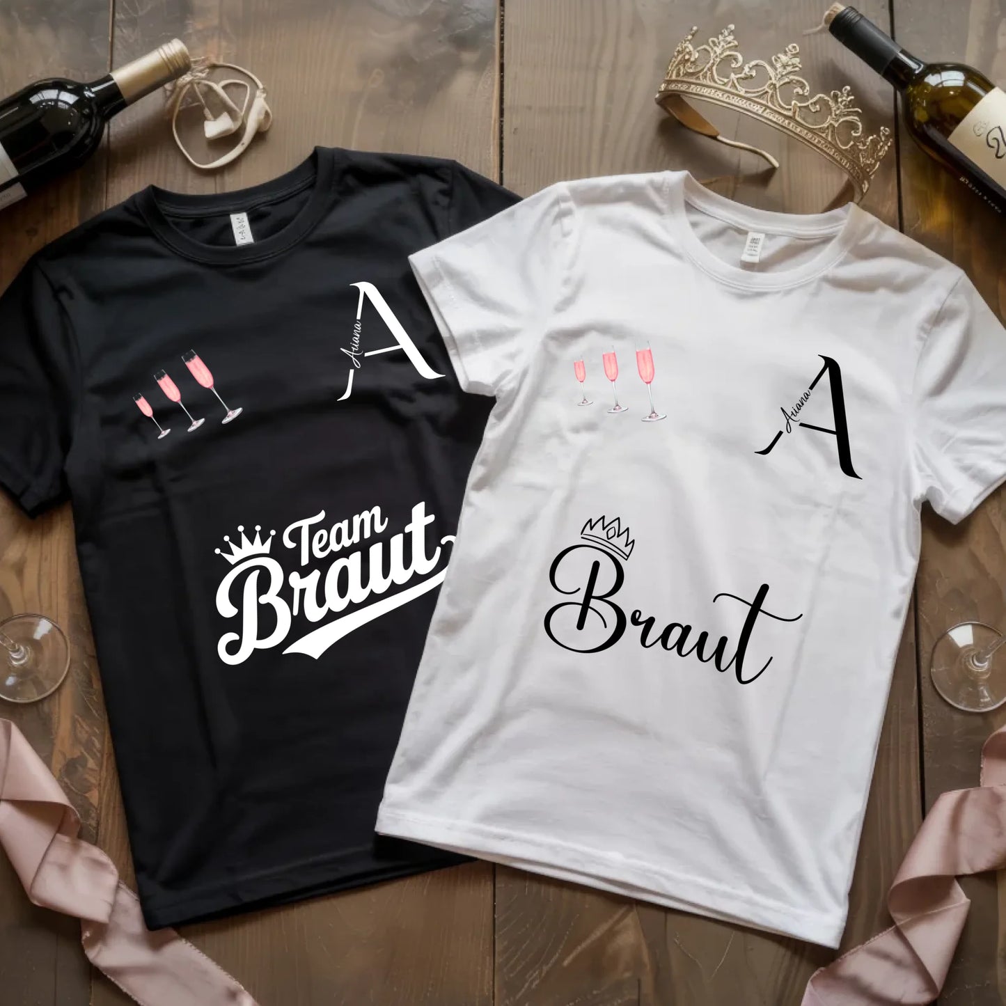 X.02.Schwarzes + Weißes T Shirt JGA Basic