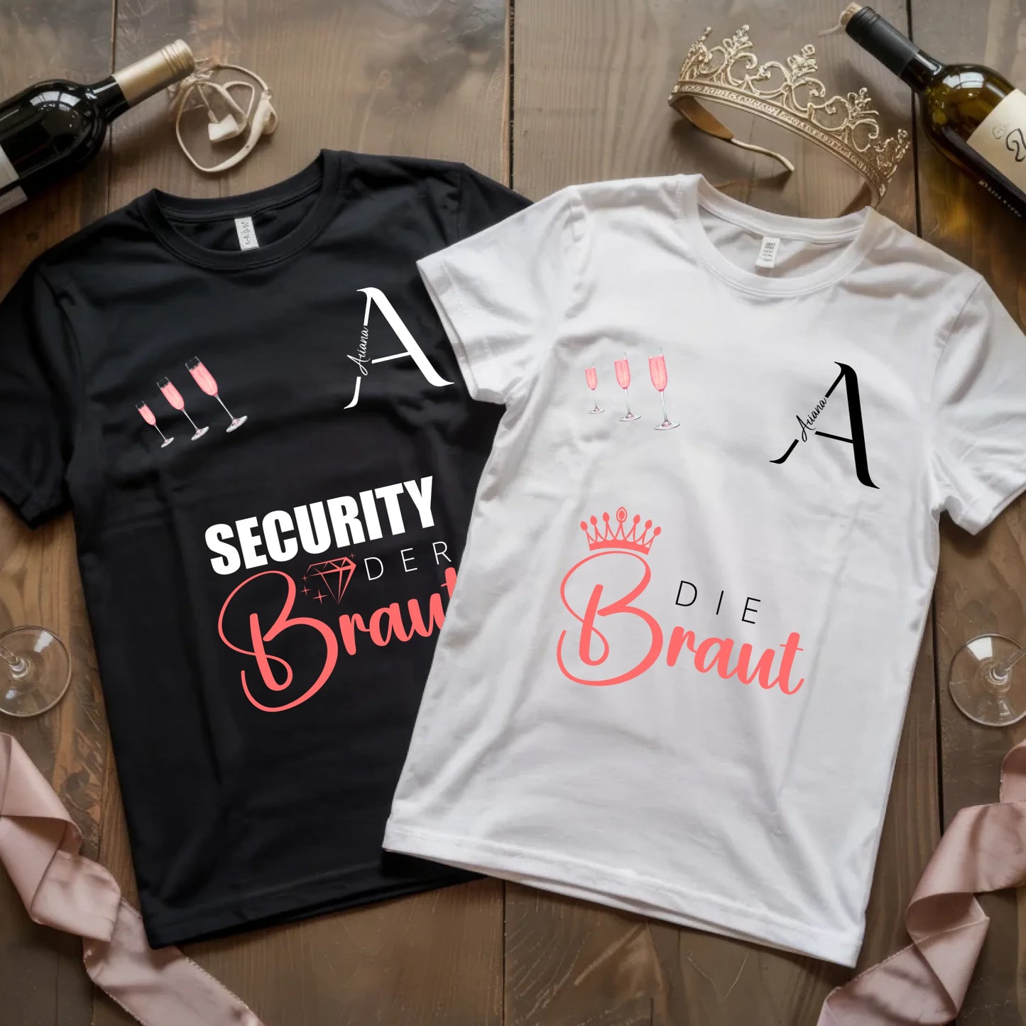 X.02.Schwarzes + Weißes T Shirt JGA Basic