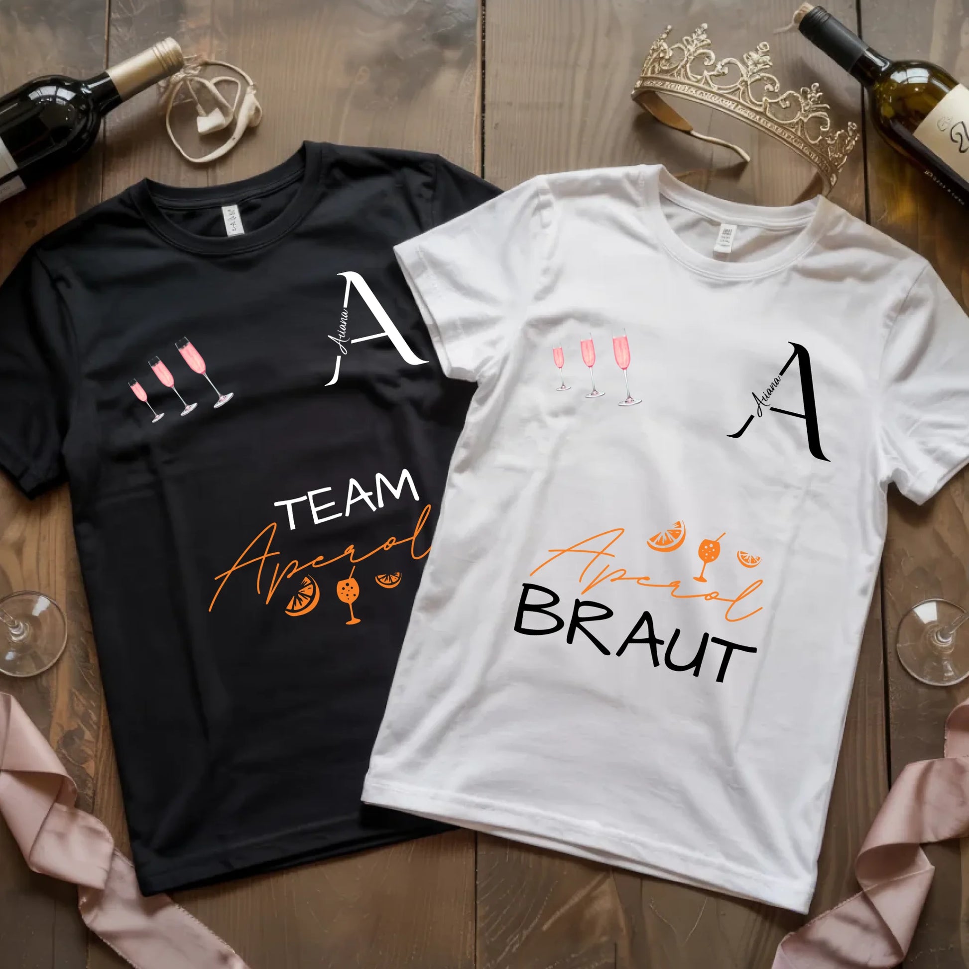 X.02.Schwarzes + Weißes T Shirt JGA Basic