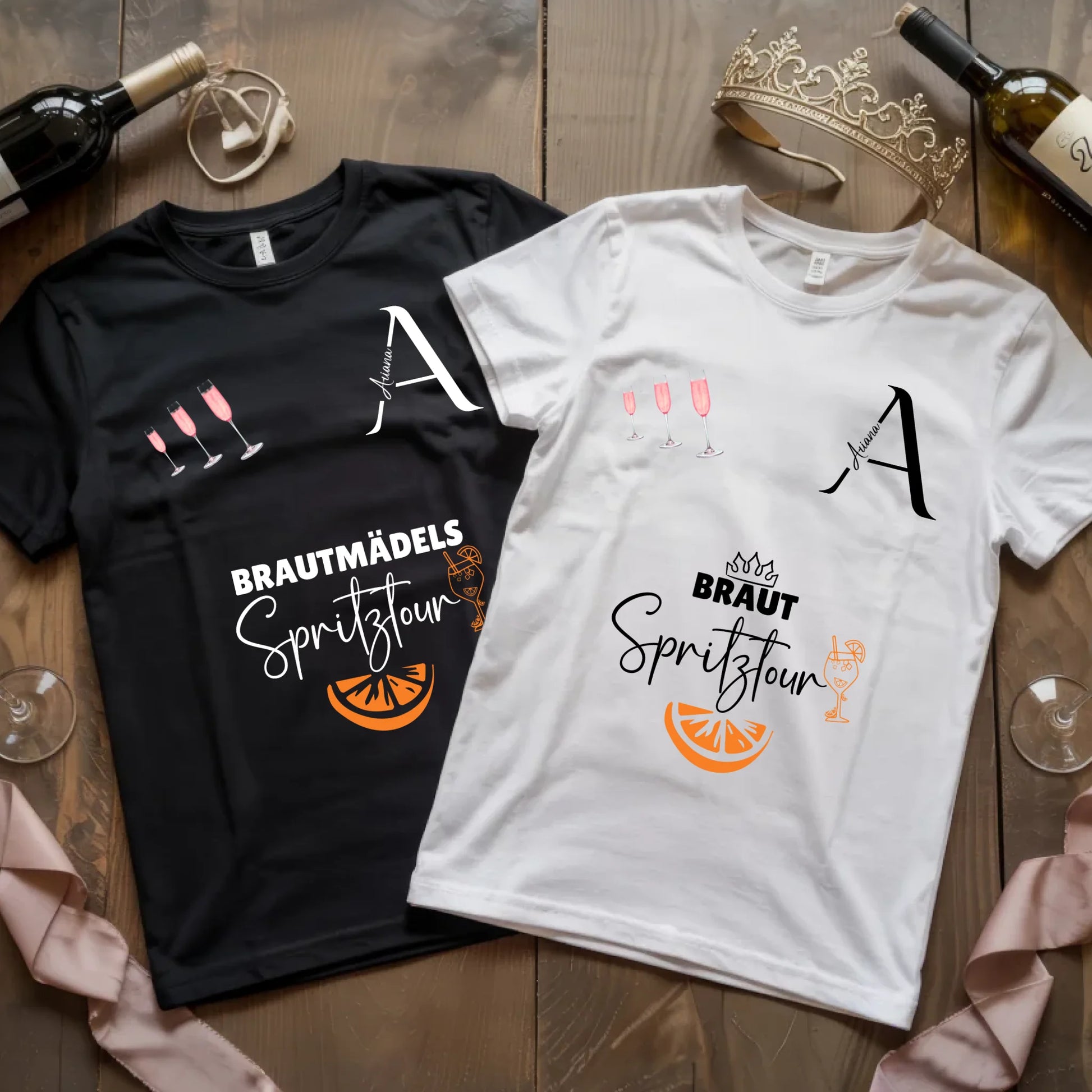 X.02.Schwarzes + Weißes T Shirt JGA Basic