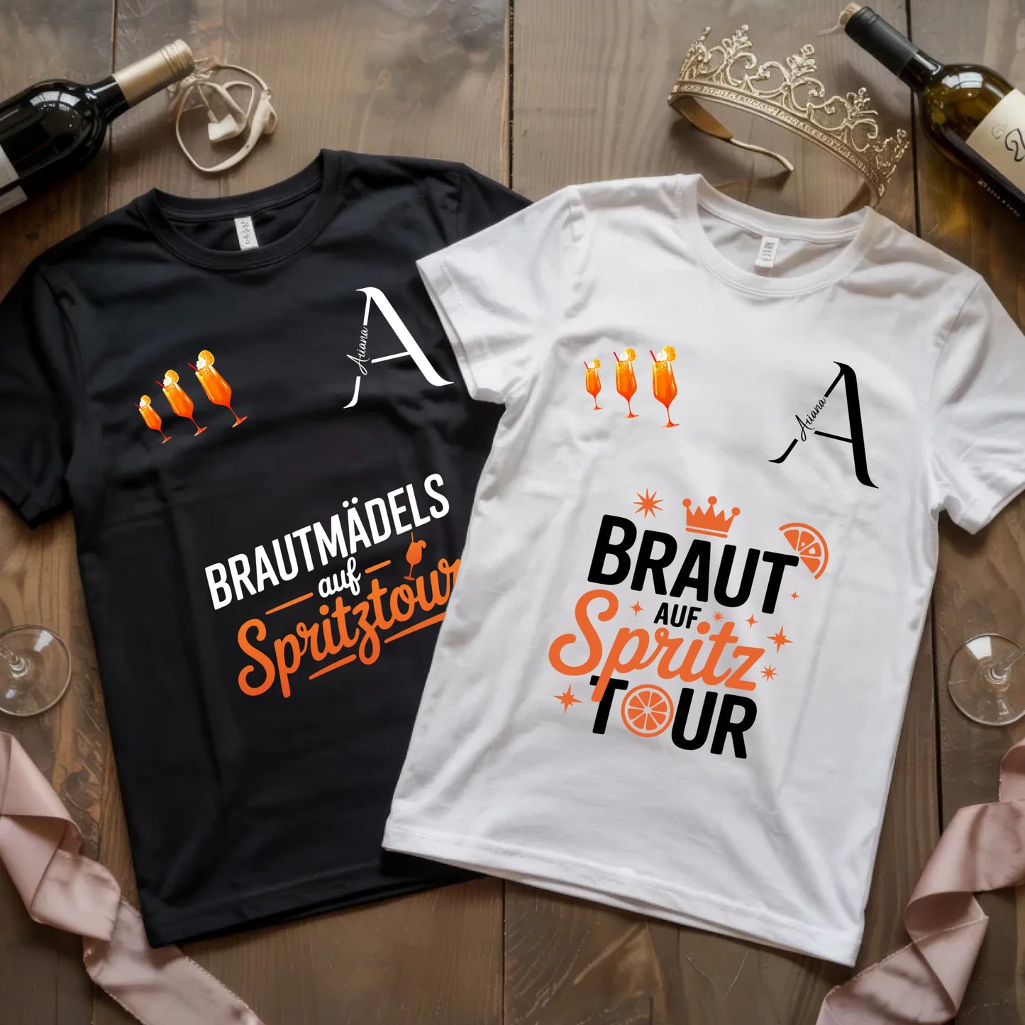 X.02.Schwarzes + Weißes T Shirt JGA Basic