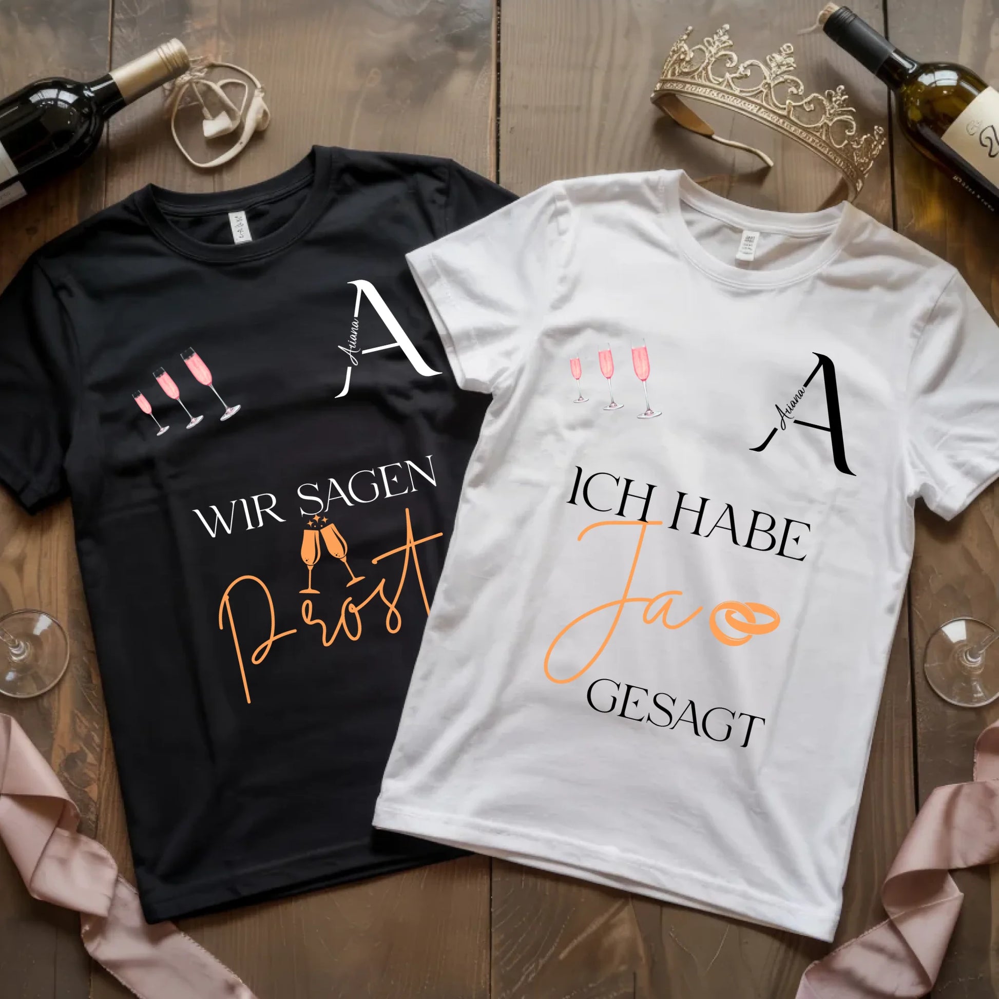 X.02.Schwarzes + Weißes T Shirt JGA Basic