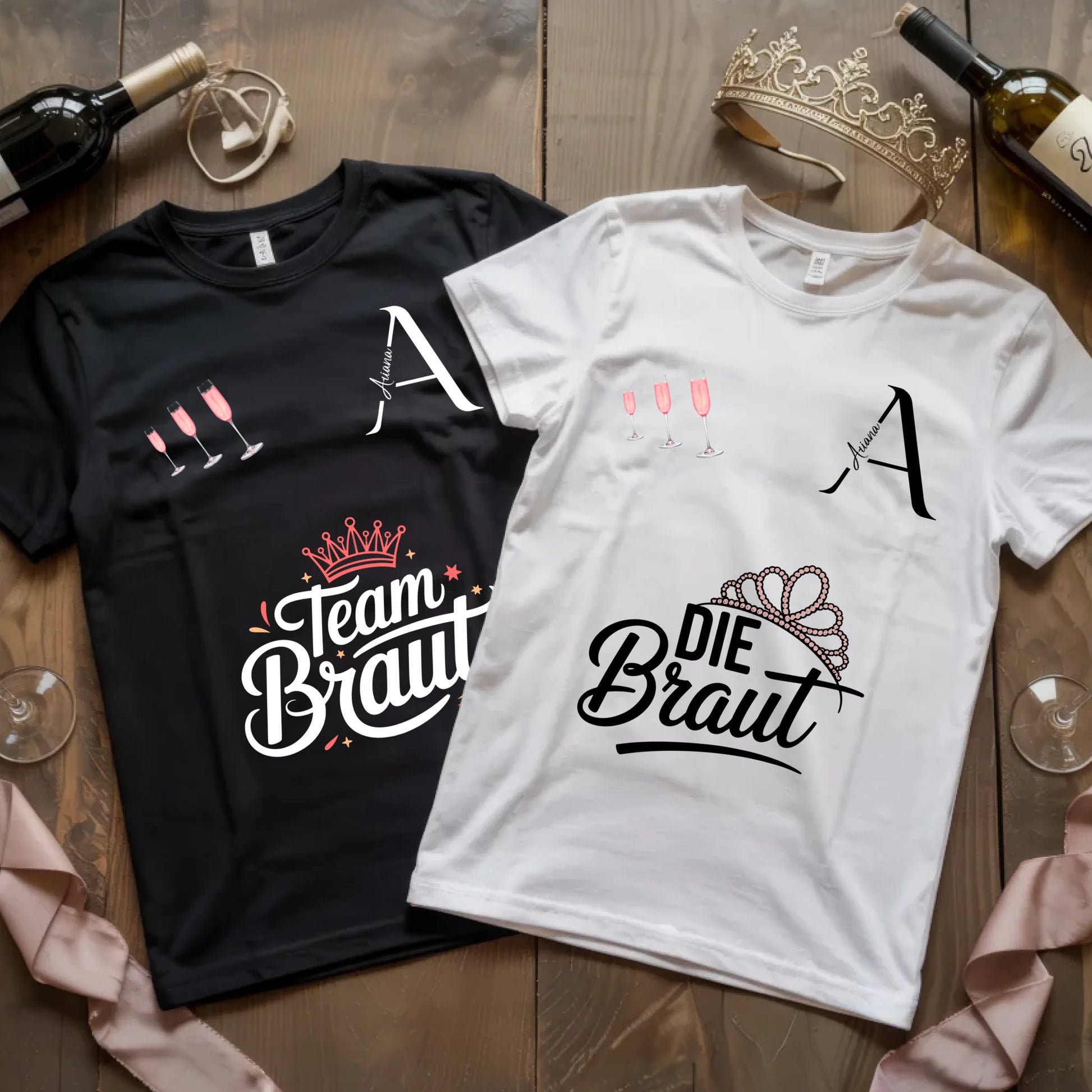 X.02.Schwarzes + Weißes T Shirt JGA Basic