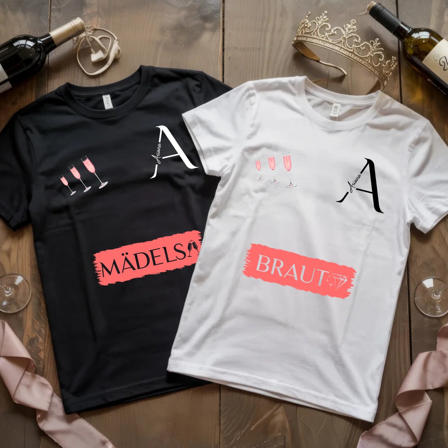 X.02.Schwarzes + Weißes T Shirt JGA Basic