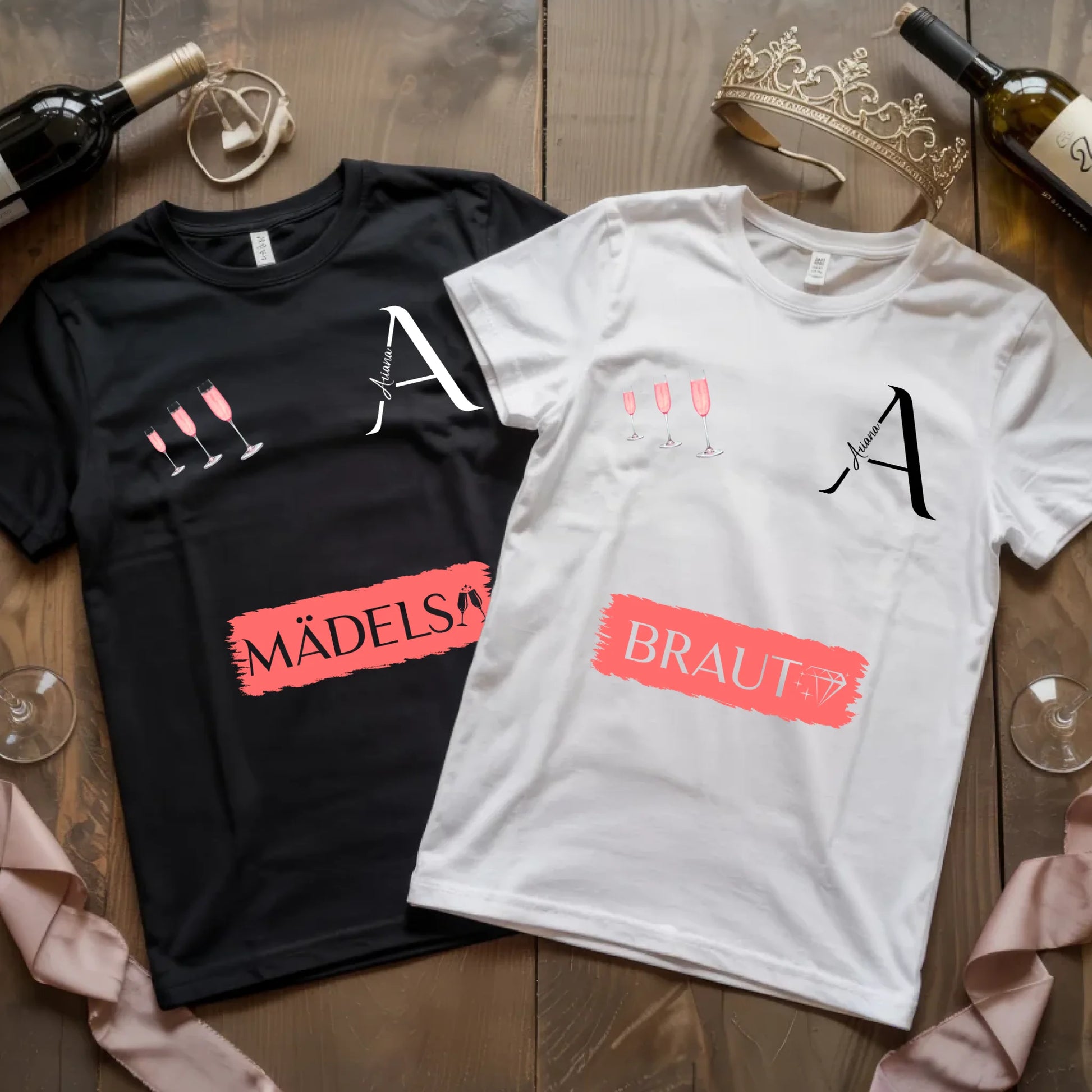 X.02.Schwarzes + Weißes T Shirt JGA Basic