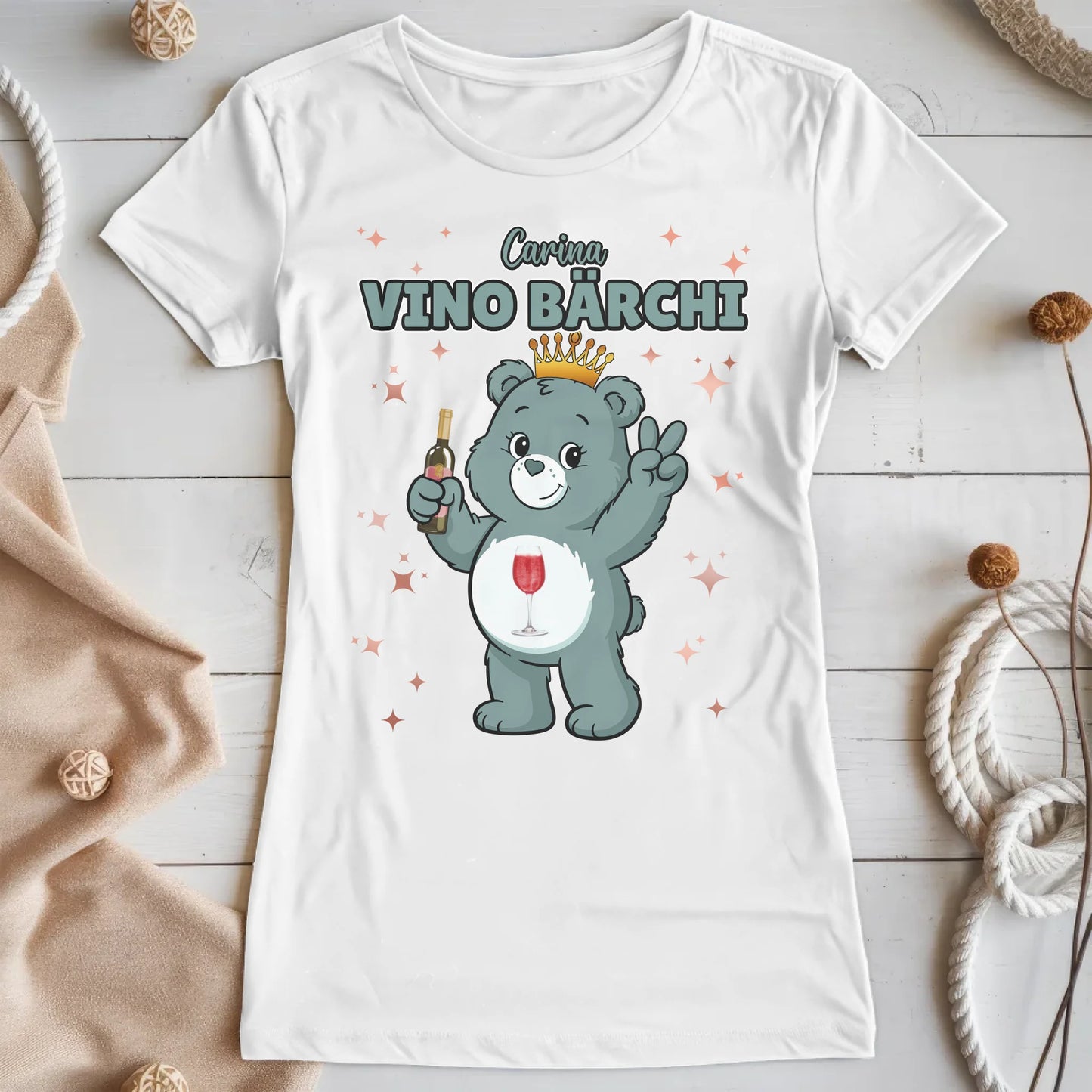 Lustiges Shirt Sauf Bärchi Vino Bärchi Sauf Bärchi JGA T-Shirt