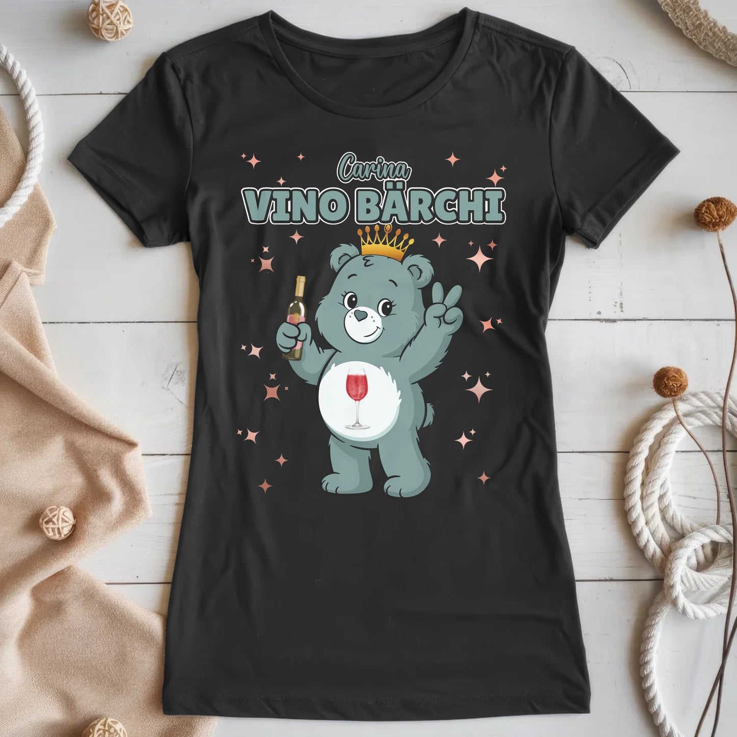 Lustiges Shirt Sauf Bärchi Vino Bärchi Sauf Bärchi JGA T-Shirt