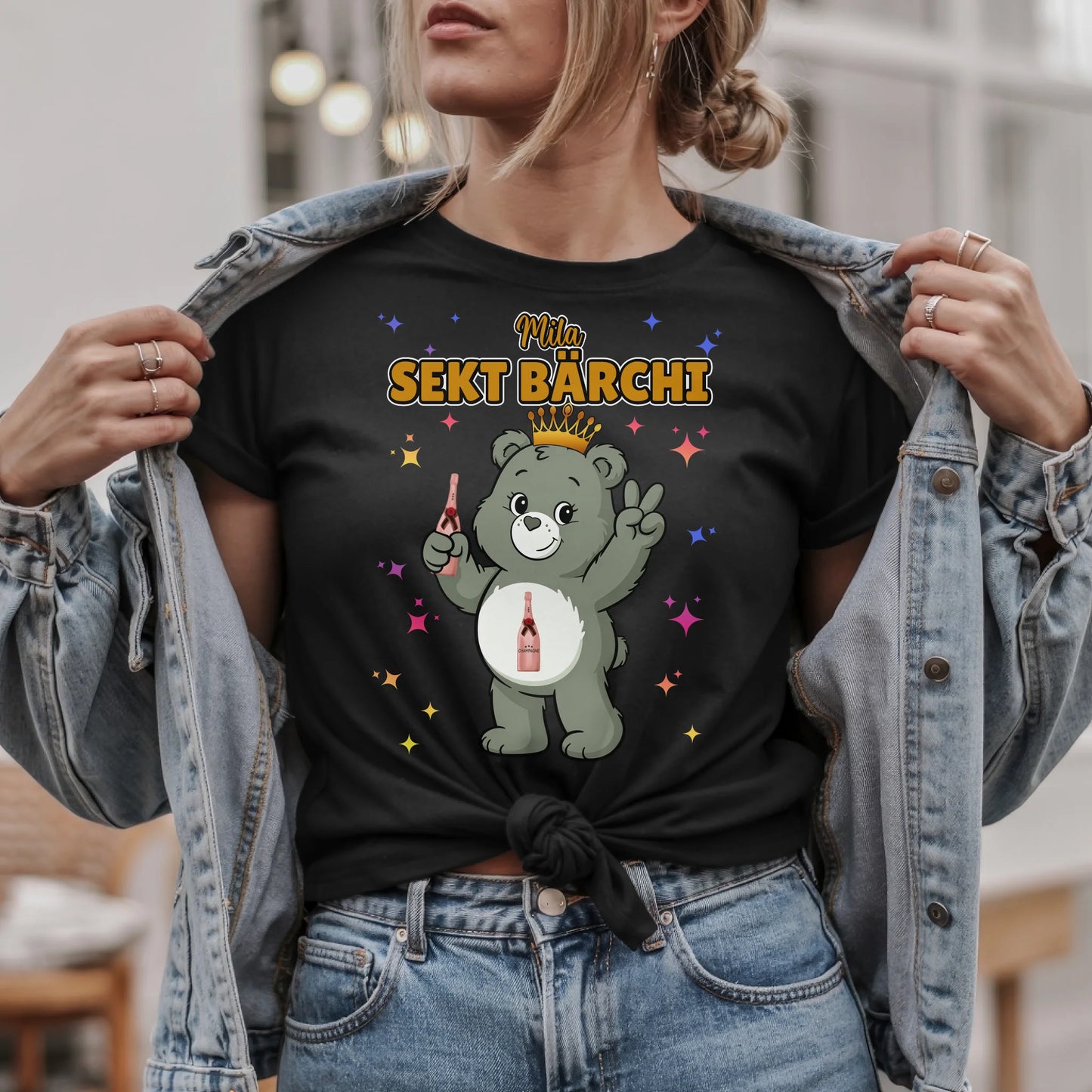 Saufbärchi T Shirt Sekt Bärchi Sauf Bärchi Shirt für JGA und Party