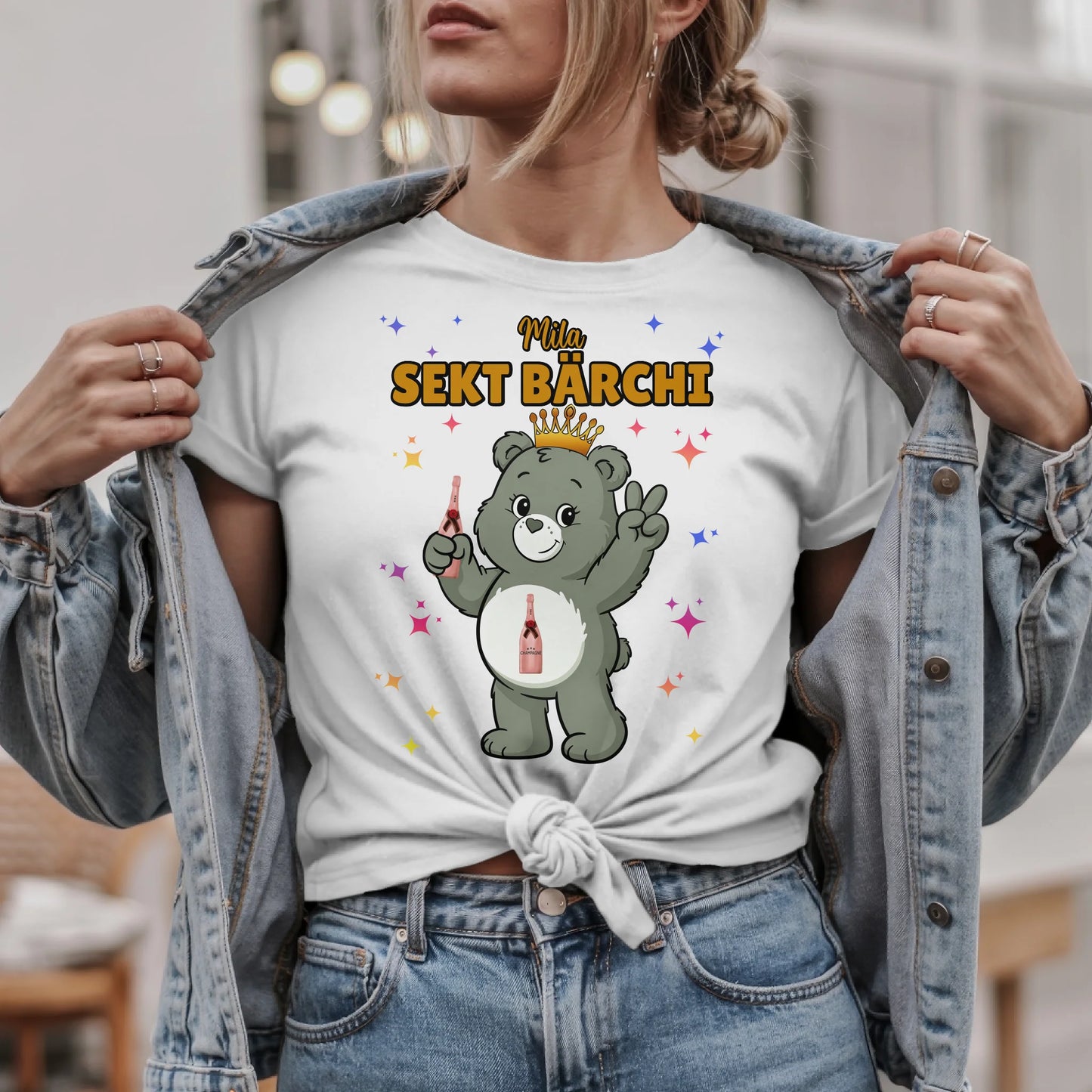 Saufbärchi T Shirt Sekt Bärchi Sauf Bärchi Shirt für JGA und Party