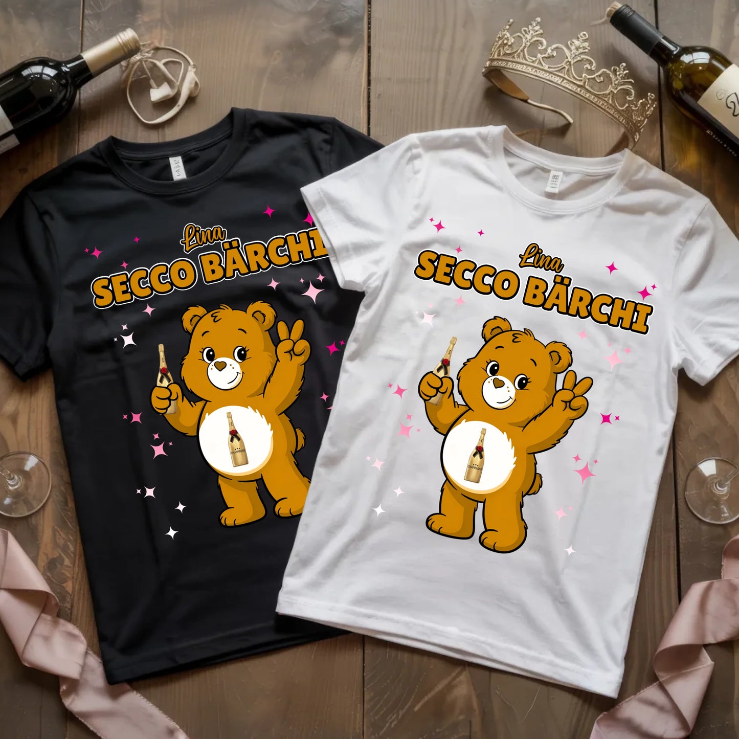Saufbärchi TShirt Secco Bärchi Sauf Bärchi Lustiges T-Shirt für JGA