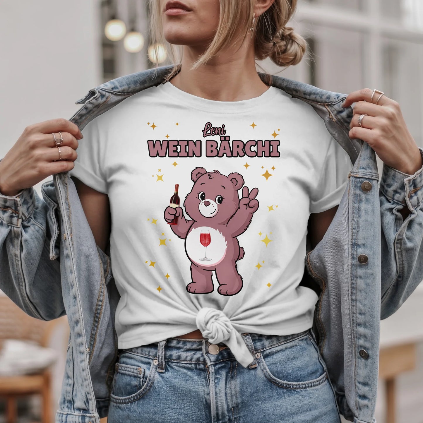Sauf Bärchi T Shirt Wein Bärchi Saufbärchi Shirt für JGA und Party