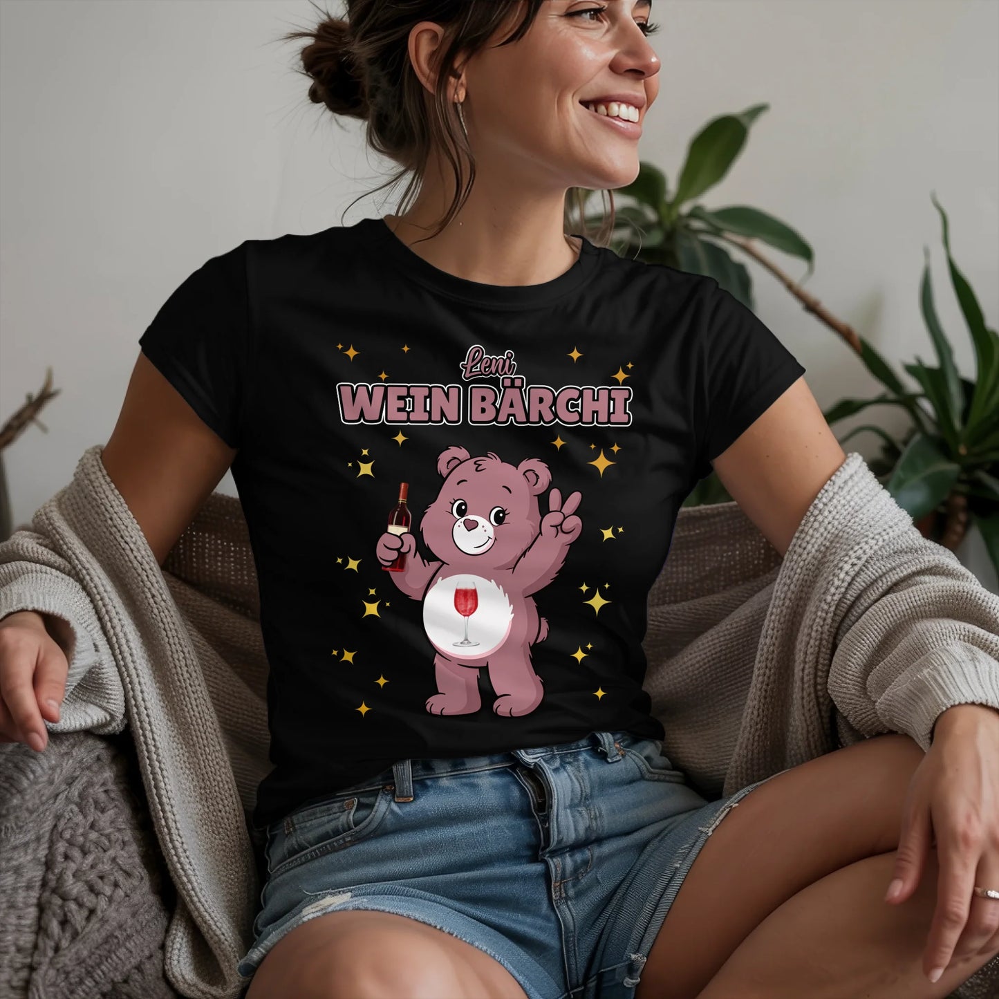 Sauf Bärchi T Shirt Wein Bärchi Saufbärchi Shirt für JGA und Party