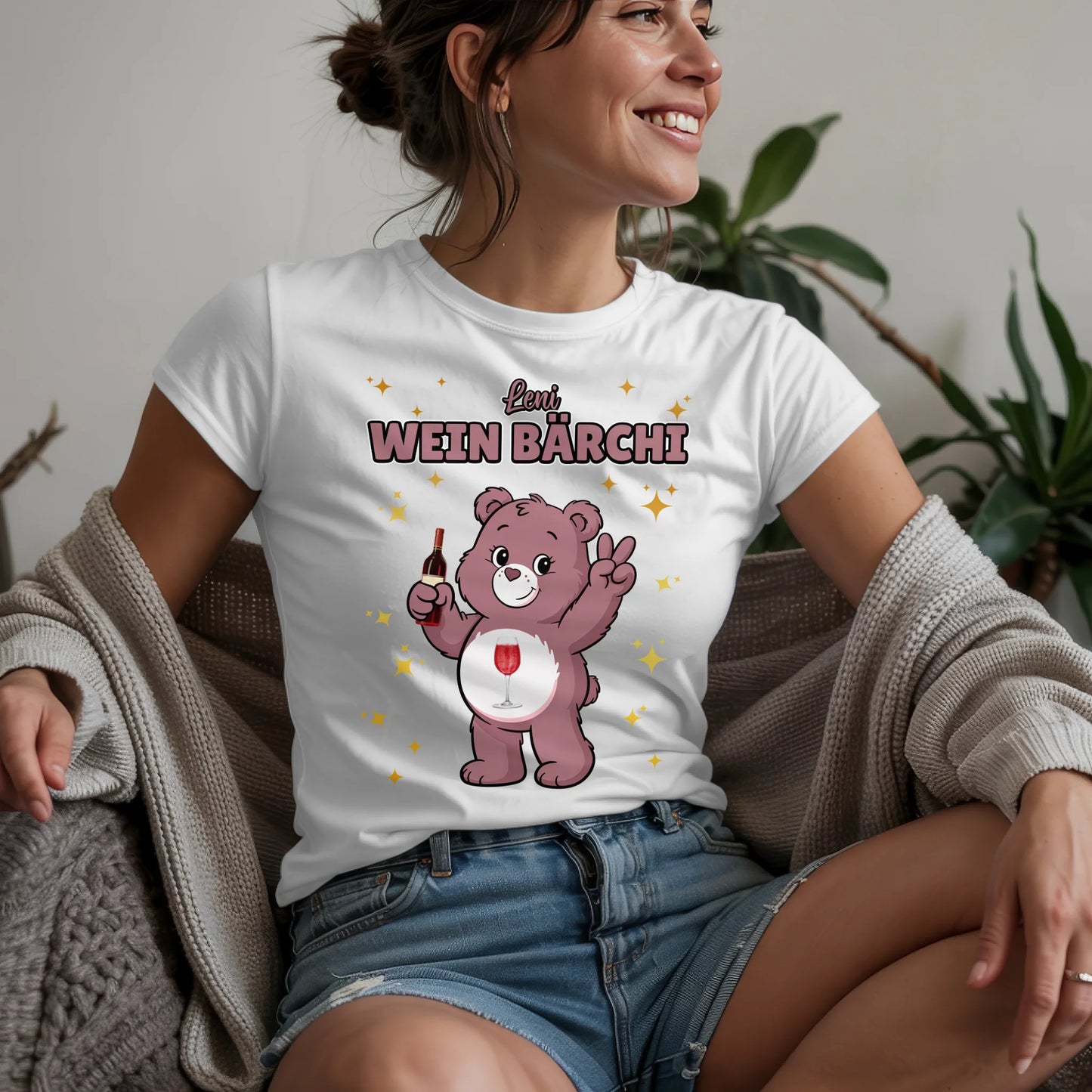 Sauf Bärchi T Shirt Wein Bärchi Saufbärchi Shirt für JGA und Party